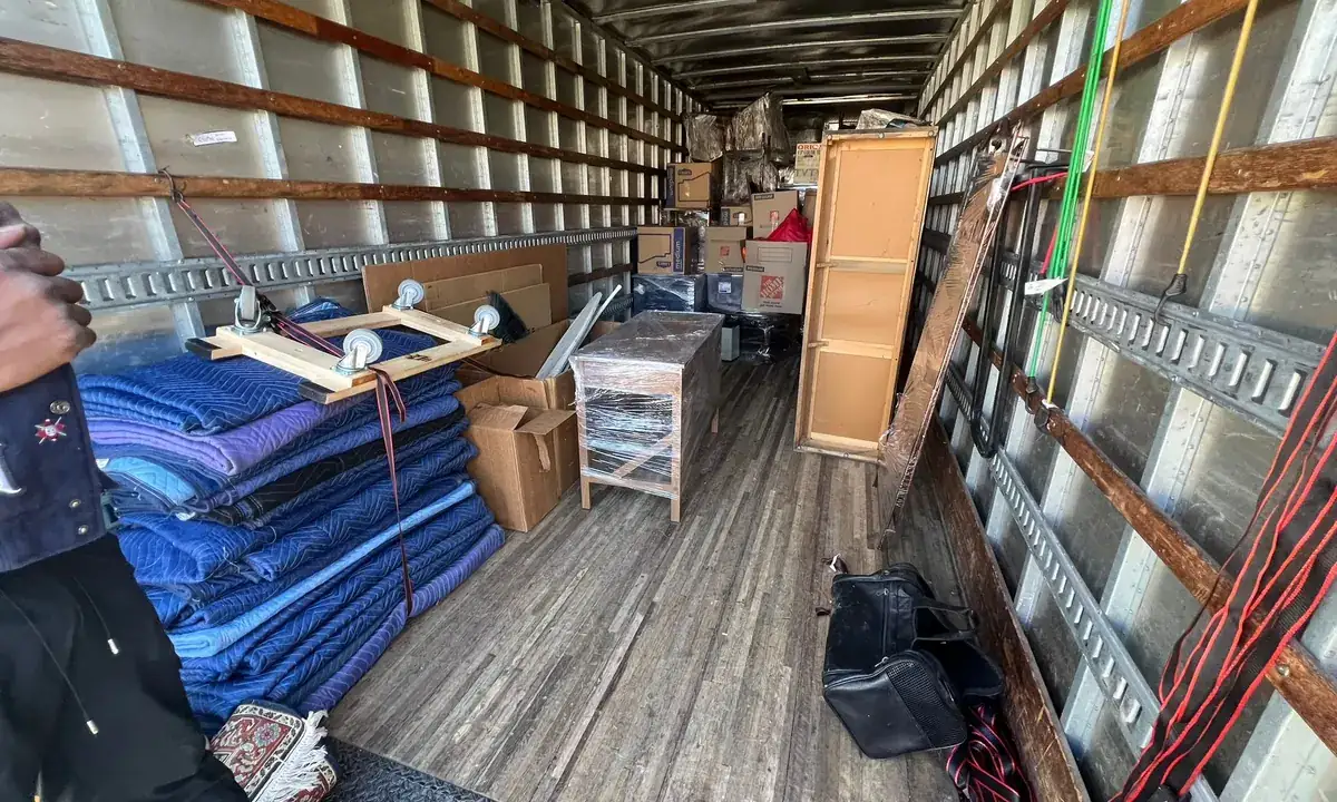 Organized Bayou Movers truck prepared for a move in Texas Medical Center, Texas