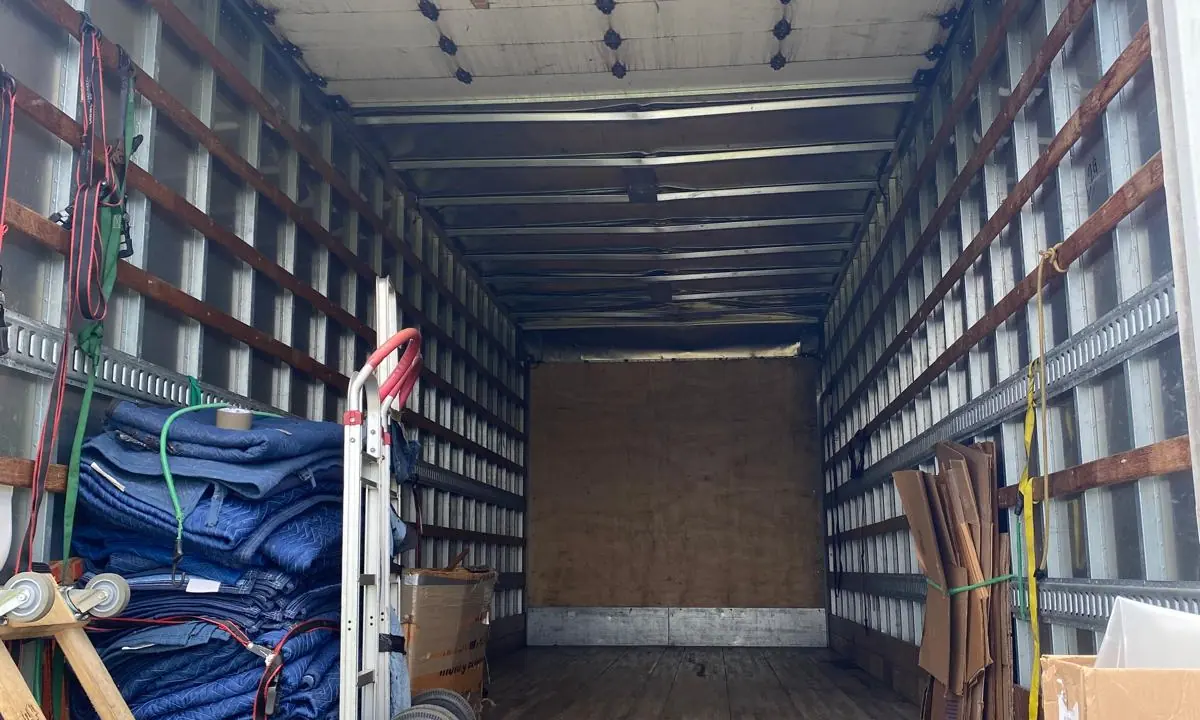 Organized Bayou Movers truck prepared for a move in Alief, Texas