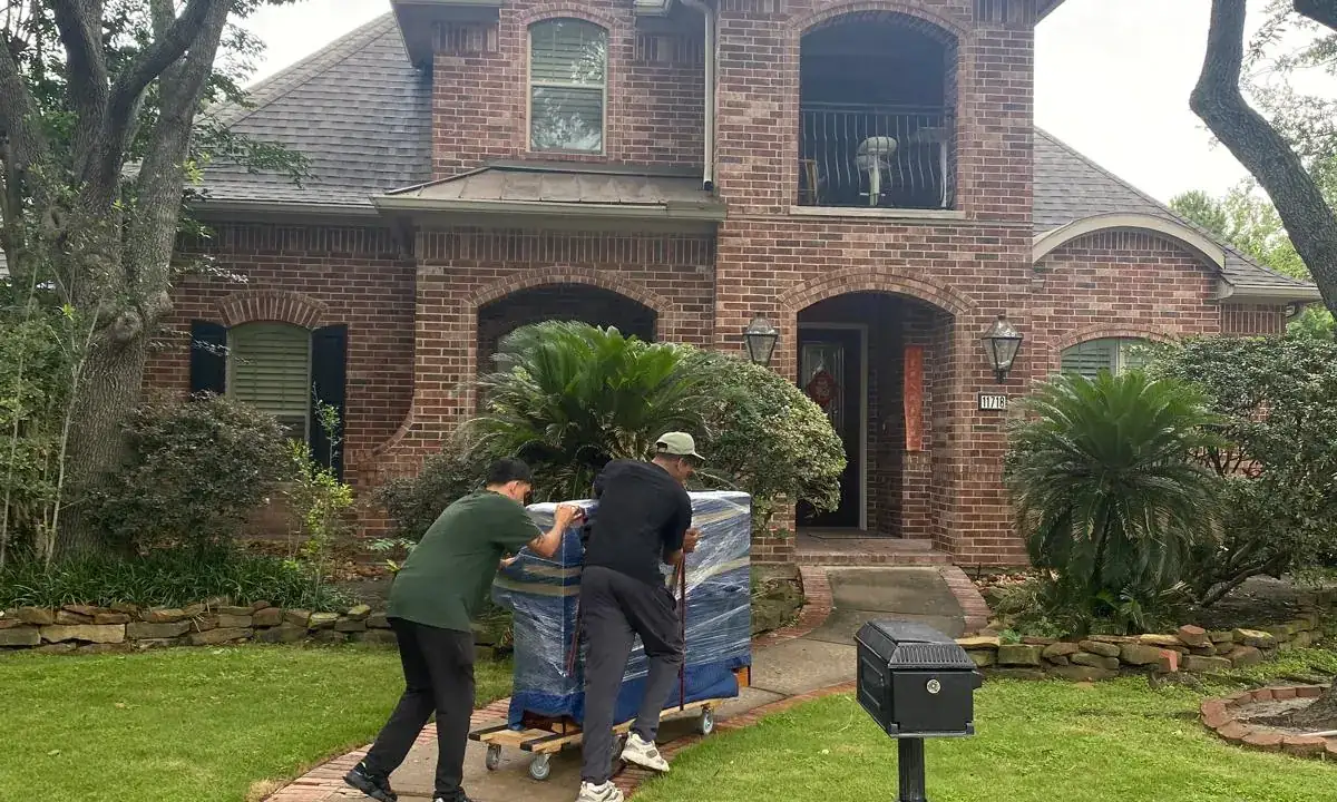 Bayou Movers truck supporting residential moves in Uptown Houston, Texas